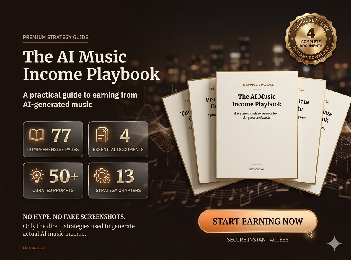 The AI Music Income Playbook — premium digital product cover